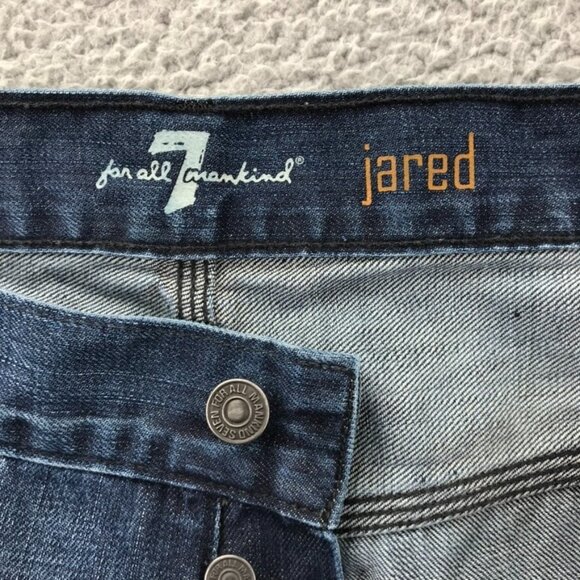 7 For All Mankind Mens 38 JARED Straight Leg Button Fly 100% Cotton Jeans 38x34 - Picture 6 of 15
